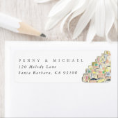 Waterverf Positano Italië Retouradreslabel Etiket (Insitu)