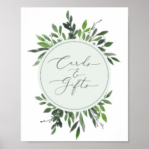 waterverf poster voor taarten en cadeaus leafy