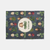 Waterverf Potentiële Planten Rustic Pattern Zwarte Fleece Deken (Voorkant (Horizontaal))