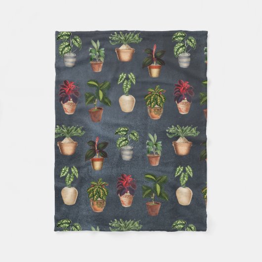 Waterverf Potentiële Planten Terracotta Pots Rusti Fleece Deken (Voorkant)