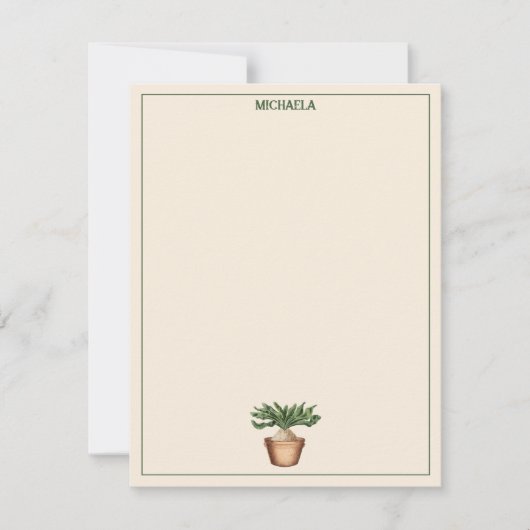 Waterverf Potentiële Planten Terracotta Pots Rusti Notitiekaartje (Voorkant)