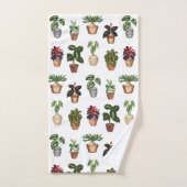 Waterverf Potlood Planten Terracotta Pots Pattern Bad Handdoek (Handdoek)