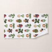 Waterverf Potlood Planten Terracotta Pots Pattern Bad Handdoek (Handdoek)