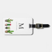 Waterverf Potlood Succulents Monogram Bagagelabel (Voorkant horizontaal)