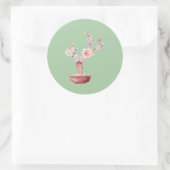 Waterverf Potted Cactus Ronde Sticker (Tas)