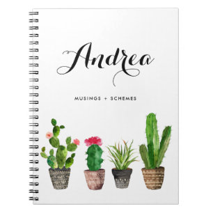 Waterverf Potted Succulents Gepersonaliseerd Notit Notitieboek