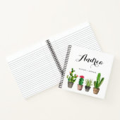 Waterverf Potted Succulents gepersonaliseerd vierk Notitieboek (Binnen)