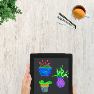 Waterverf potten Planten botanische verpakking Sticker