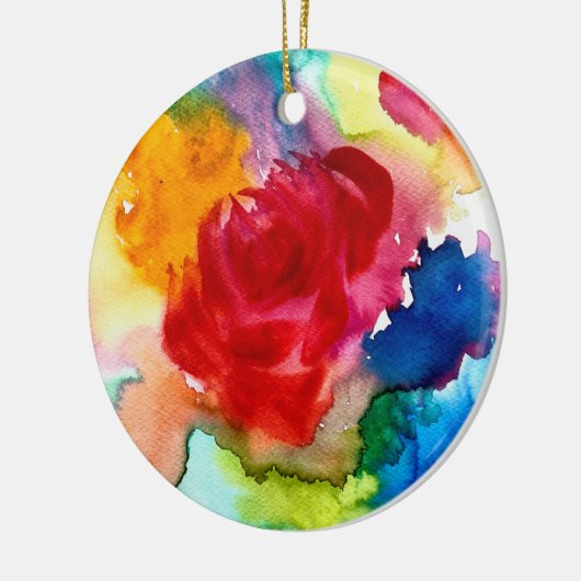 Waterverf prachtige abstracte roos kunst keramisch ornament (Links)