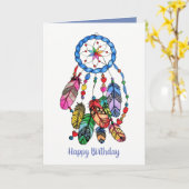 Waterverf prachtige regenboogdroomvanger kaart (Gele Bloem)