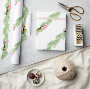 Waterverf Preppy Luipaard Slinger Kerstmis Cadeaupapier