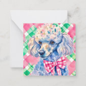 Waterverf Preppy Palm Beach Gingham Poodle Dog Notitiekaartje (Voorkant)