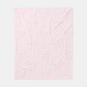 Waterverf Preppy Pink Gingham Bow Fleece Deken