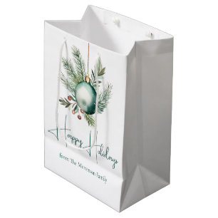 Waterverf Prettige feestdagen Green Christmas Orna Medium Cadeauzakje