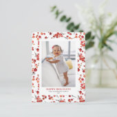 Waterverf Prettige feestdagen Rode Winterbes (Staand voorkant)