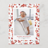 Waterverf Prettige feestdagen Rode Winterbes (Voorkant)