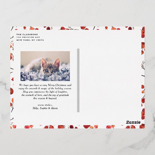 Waterverf Prettige feestdagen Rode Winterbes (Achterkant)