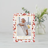 Waterverf Prettige feestdagen Rode Winterbes (Staand Voorkant)