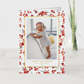 Waterverf Prettige feestdagen Rode Winterbes (Voorkant)