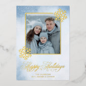 Waterverf Prettige feestdagen Snowflake Blue Foto (Voorkant)