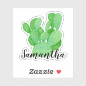 Waterverf Prickly Pear Cactus Name Sticker (Vel)