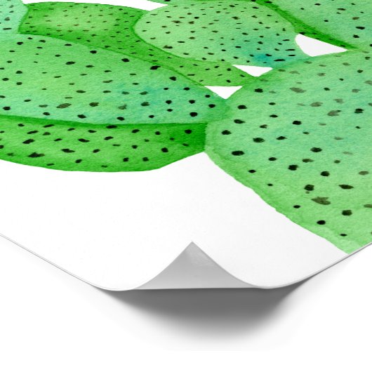 Waterverf Prickly Pear Cactus Poster (Hoek)