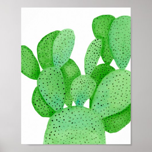 Waterverf Prickly Pear Cactus Poster (Voorkant)