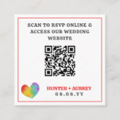 Waterverf Pride Heart LGBT Wedding QR Code Informatiekaartje (Voorkant)