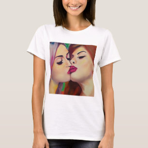 Waterverf Pride Twee vrouwen delen een kus T-shirt
