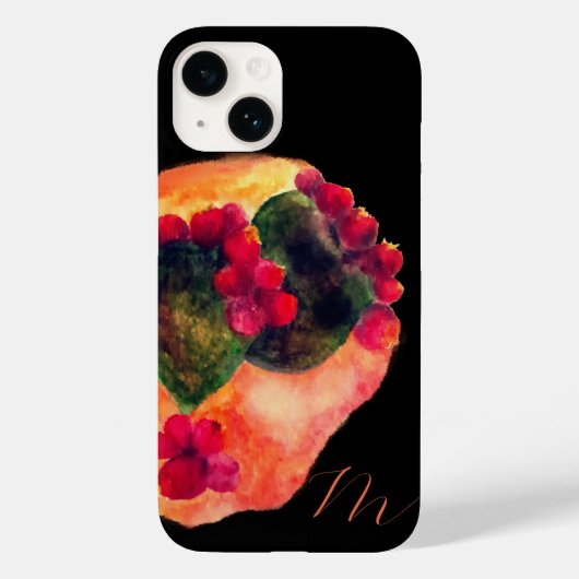 Waterverf prikt Cactus Monogram Case-Mate iPhone Case (Achterkant)