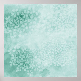 Waterverf Primroses in Emerald Green | 1x1 verhoud Poster