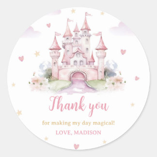 Waterverf Prinses Kasteel Verjaardag Ronde Sticker