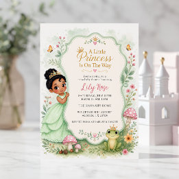 Waterverf Prinses Kikker Baby Shower Kaart