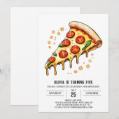 Waterverf Printable Pizza Verjaardag Kaart (Voorkant / Achterkant)