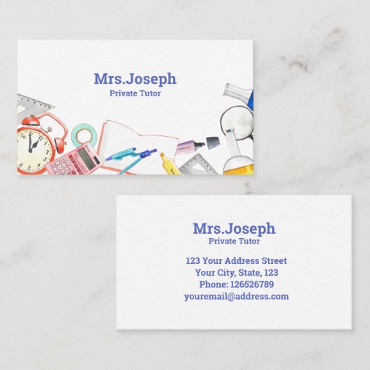 Waterverf privéleraar visitekaartje (Voorkant / Achterkant)