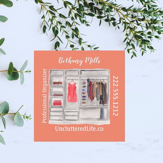 Waterverf Professional Organizer Modern Vierkante Visitekaartje