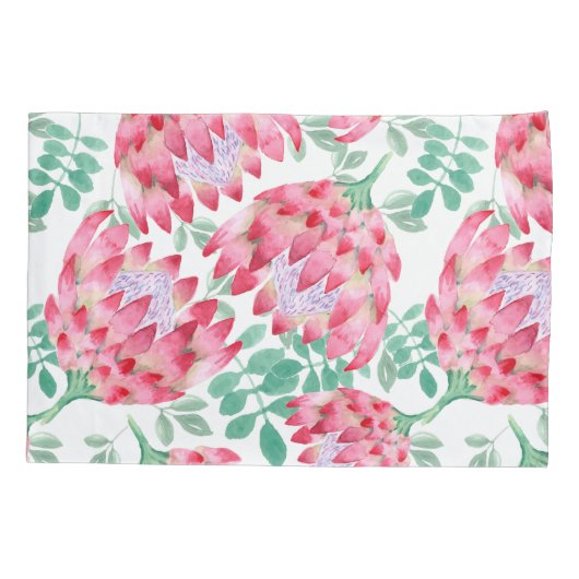 Waterverf Protea Kussensloop (Achterkant-Links)