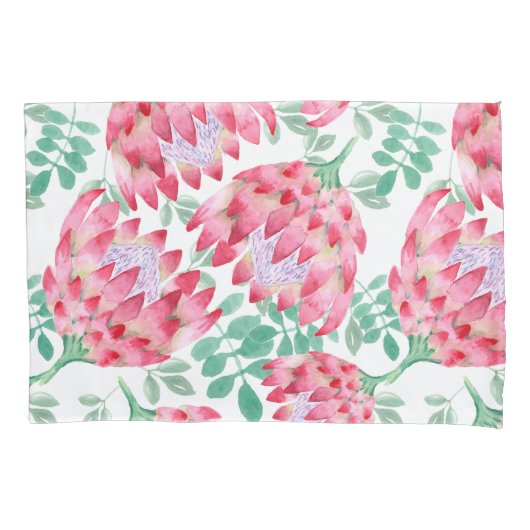 Waterverf Protea Kussensloop (Voorkant-Links)