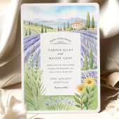 Waterverf Provence Lavendel Fields Wedding Kaart