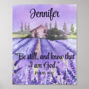 Waterverf Provence Lavender Field Scripting Faith Poster
