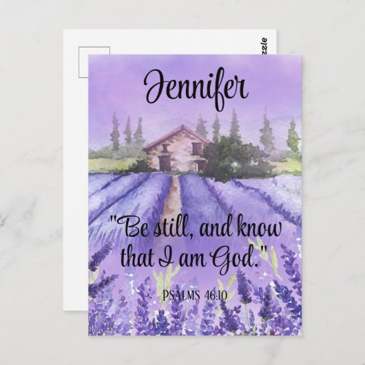 Waterverf Provence Lavender Scripting Aanmoediging Briefkaart (Voorkant / Achterkant)