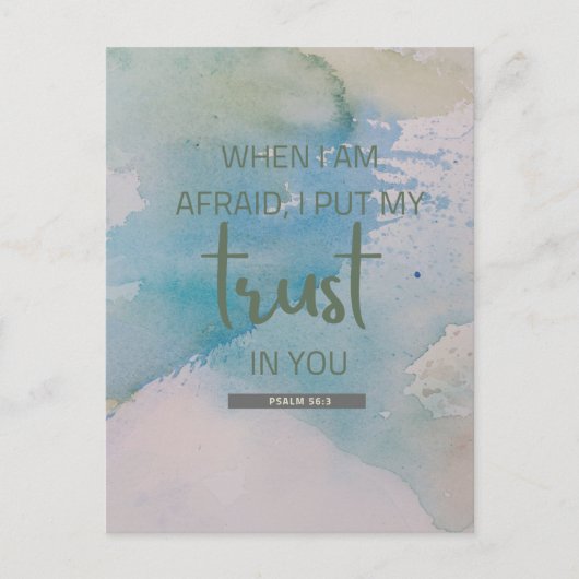 Waterverf Psalm 56:3 Briefkaart (Voorkant)