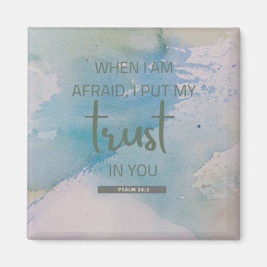 Waterverf Psalm 56:3 Magnet Magneet (Voorkant)