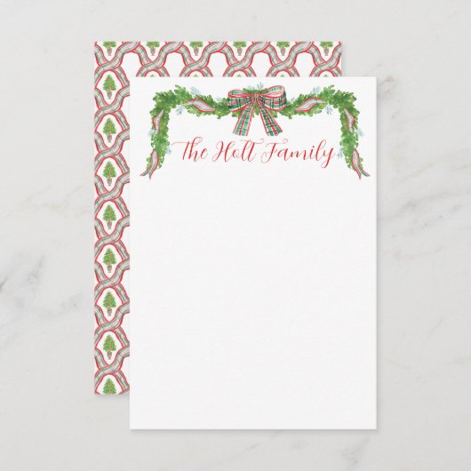 Waterverf Pset Bow Garland kerst Bedankkaart (Voorkant / Achterkant)