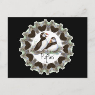 Waterverf Puffins met hart voor Puffin Fans Briefkaart