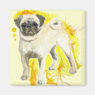 Waterverf Pug Art Magnet Magneet