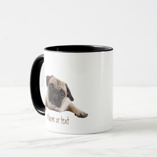 Waterverf Pug Pet Dog Aangepaste Mok (Voorkant links)