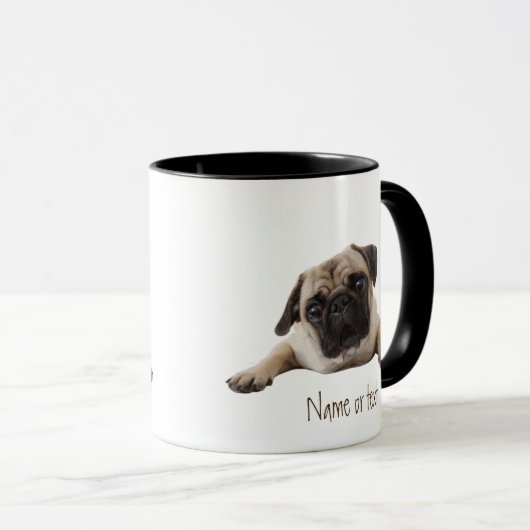 Waterverf Pug Pet Dog Aangepaste Mok (Voorkant rechts)