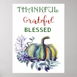 Waterverf Pumpkin Art Print Poster