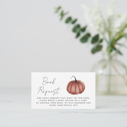 Waterverf Pumpkin Book Request Enclosure Kaart (Staand voorkant)
